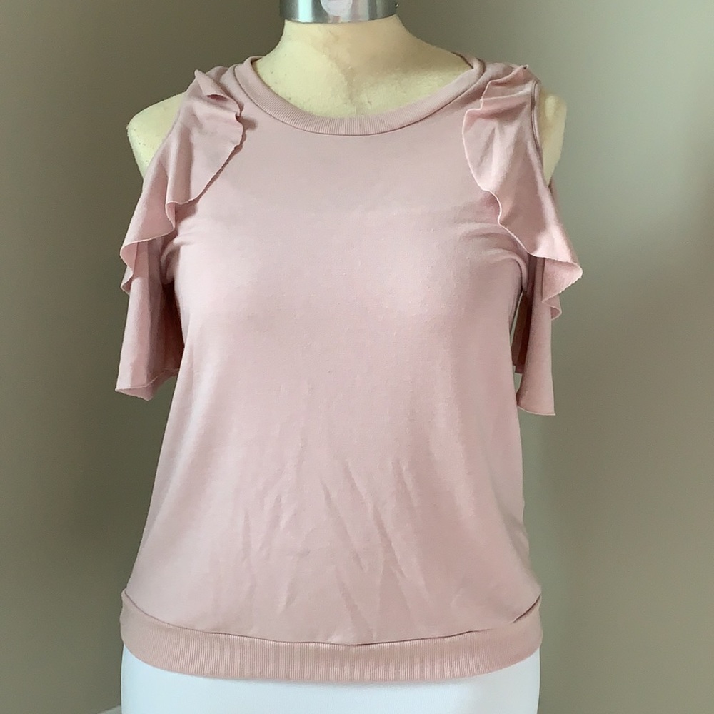 BLU PEPPER Pink Cold Shoulder Shirt Large